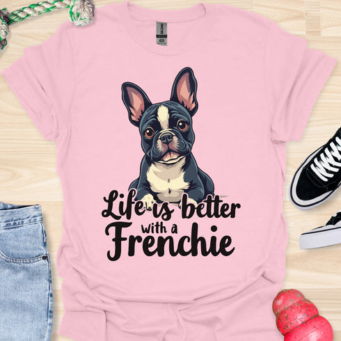 Life is better with a frenchie - V6 - Elegant Graphic T-Shirt